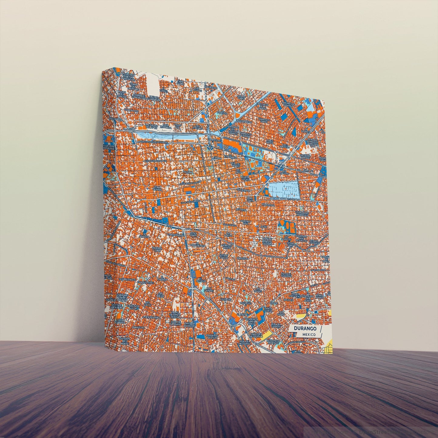 Durango Mexico Colorful City Map Canvas Print