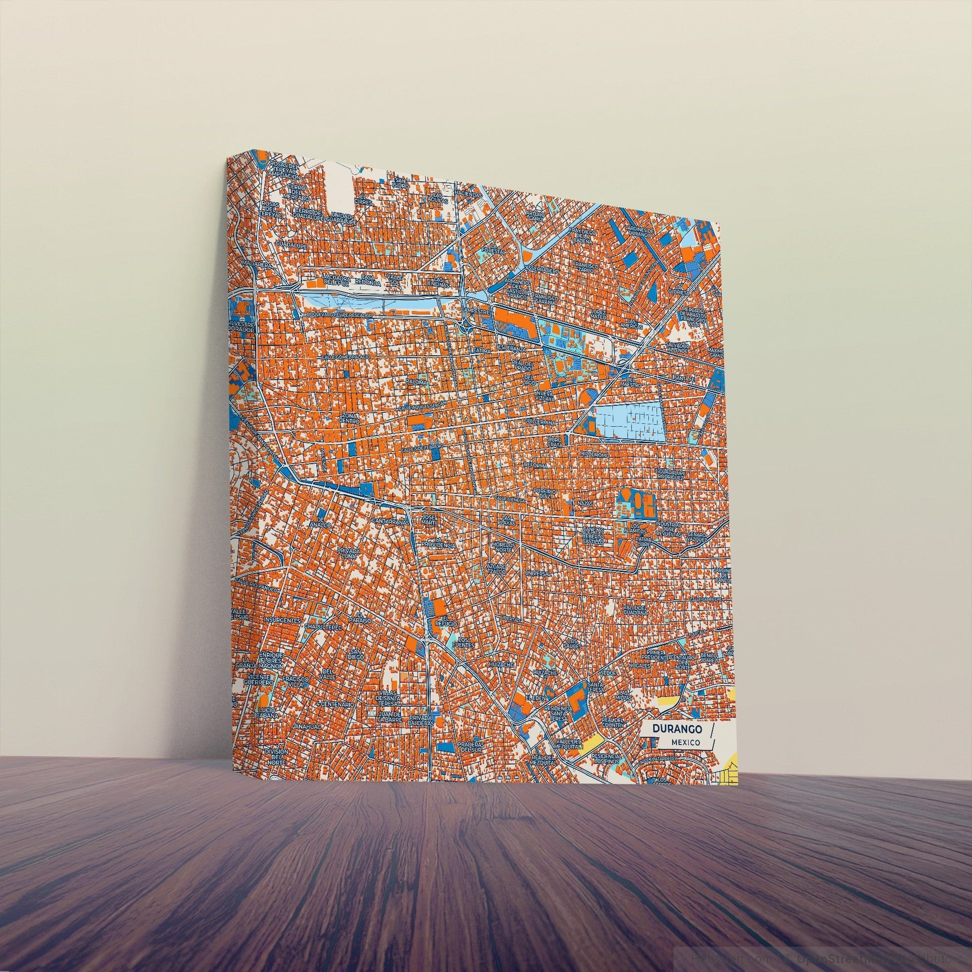 Durango Mexico Colorful City Map Canvas Print