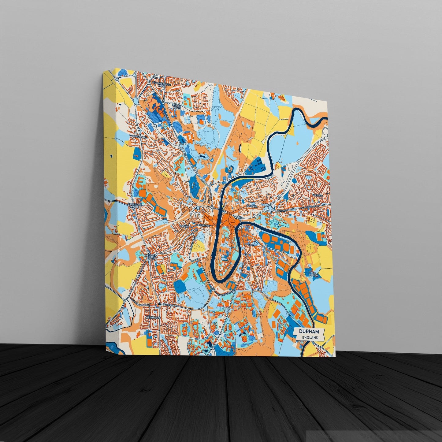 Durham England Colorful City Map Canvas Print