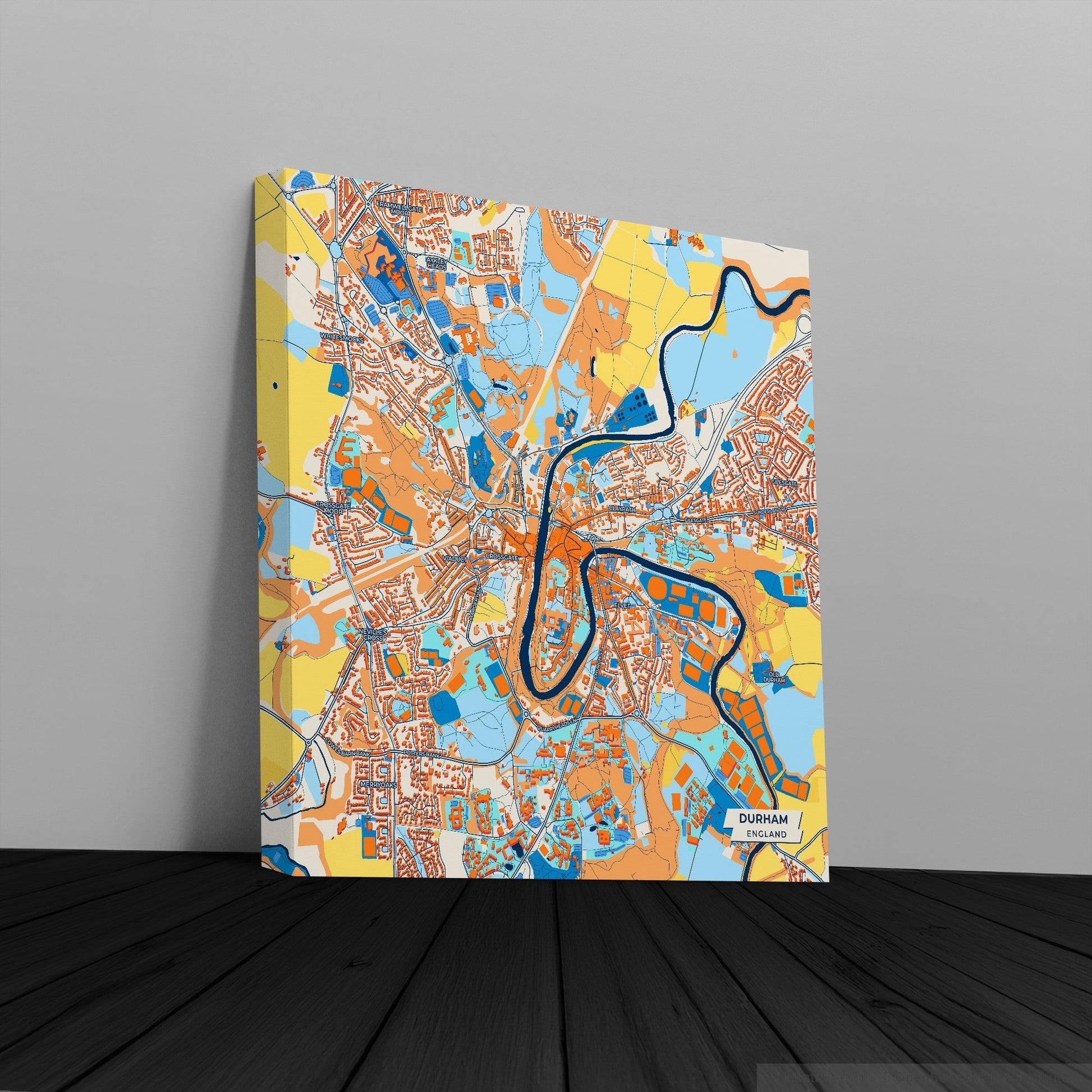 Durham England Colorful City Map Canvas Print