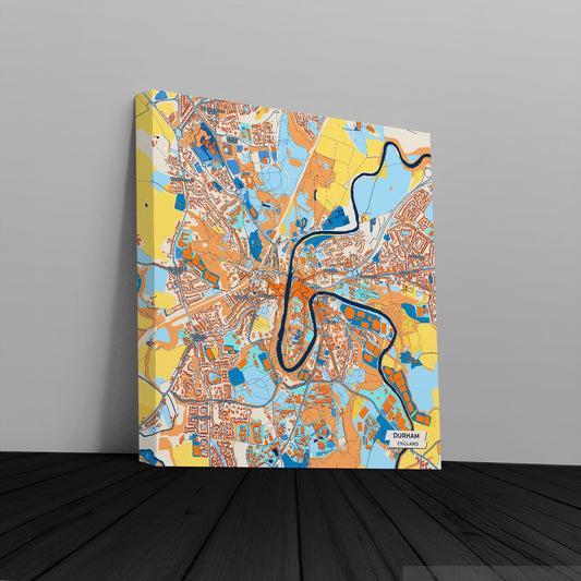 Durham England Colorful City Map Canvas Print