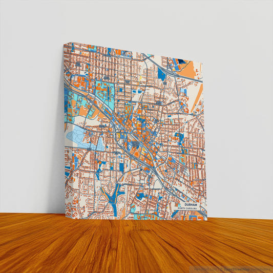 Durham North Carolina Colorful City Map Canvas Print
