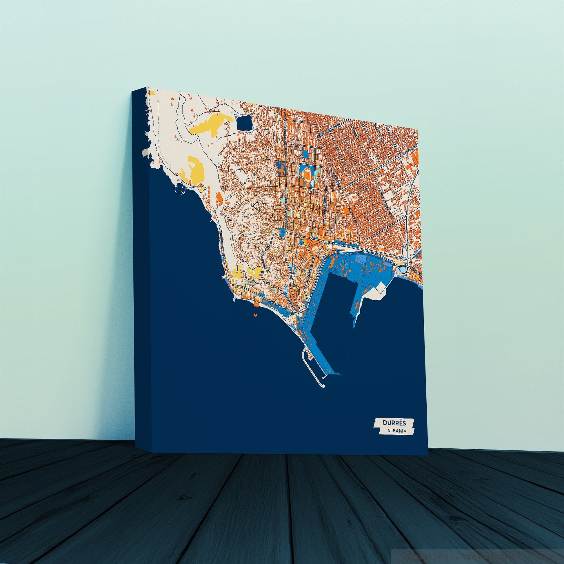 Durrës Albania Colorful City Map Canvas Print