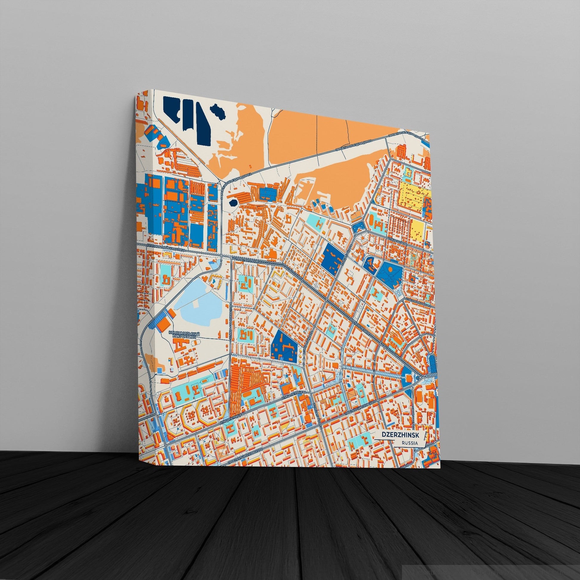 Дзержинск Russia Colorful City Map Canvas Print
