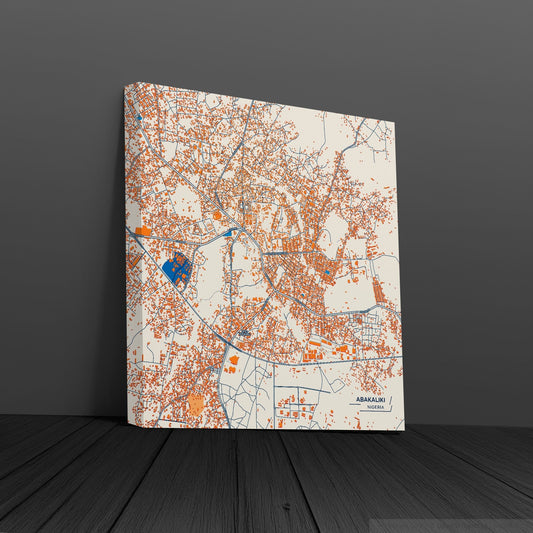 Abakaliki Nigeria Colorful City Map Canvas Print