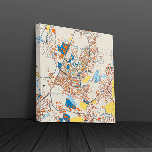 Abovyan Armenia Colorful City Map Canvas Print