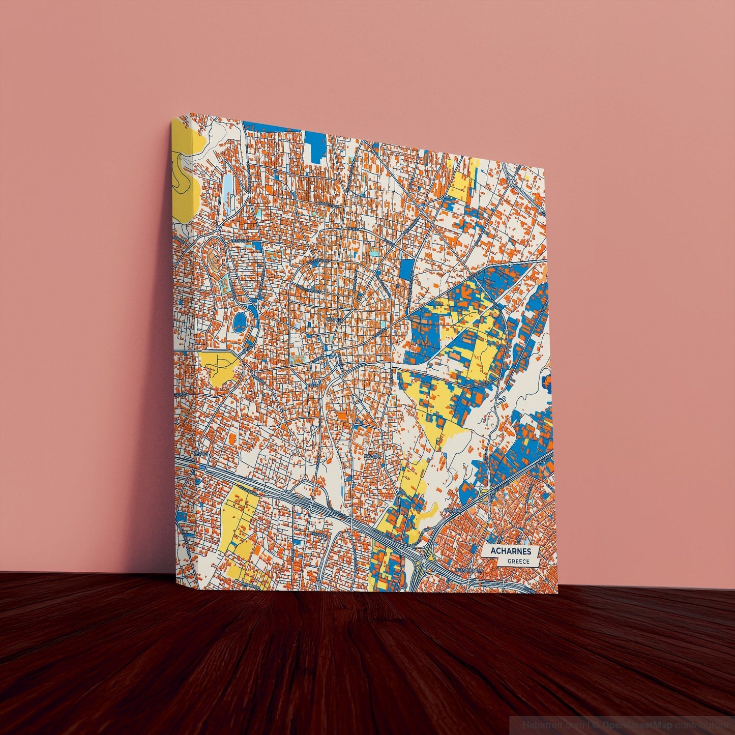 Αχαρνες Greece Colorful City Map Canvas Print