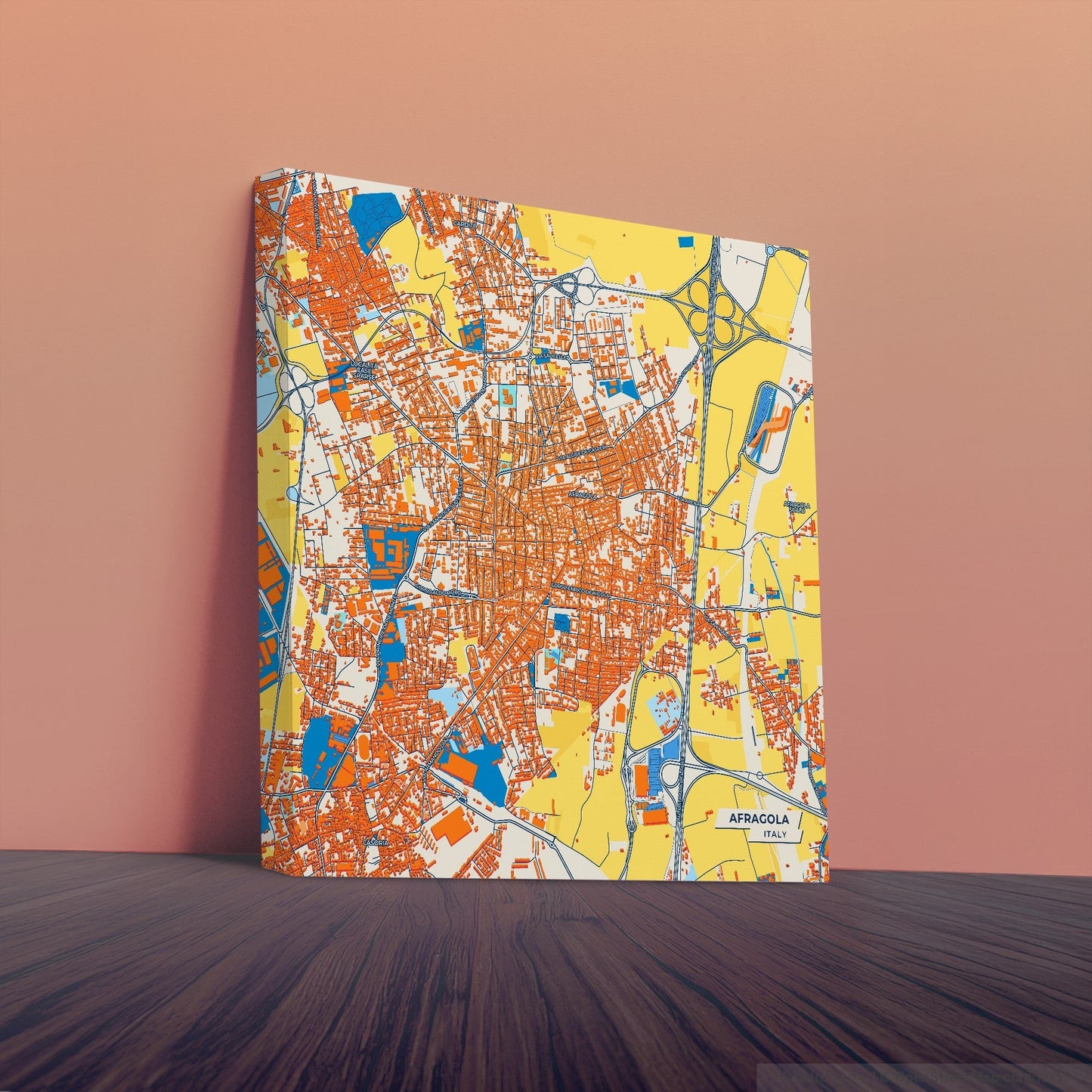 Afragola Italy Colorful City Map Canvas Print