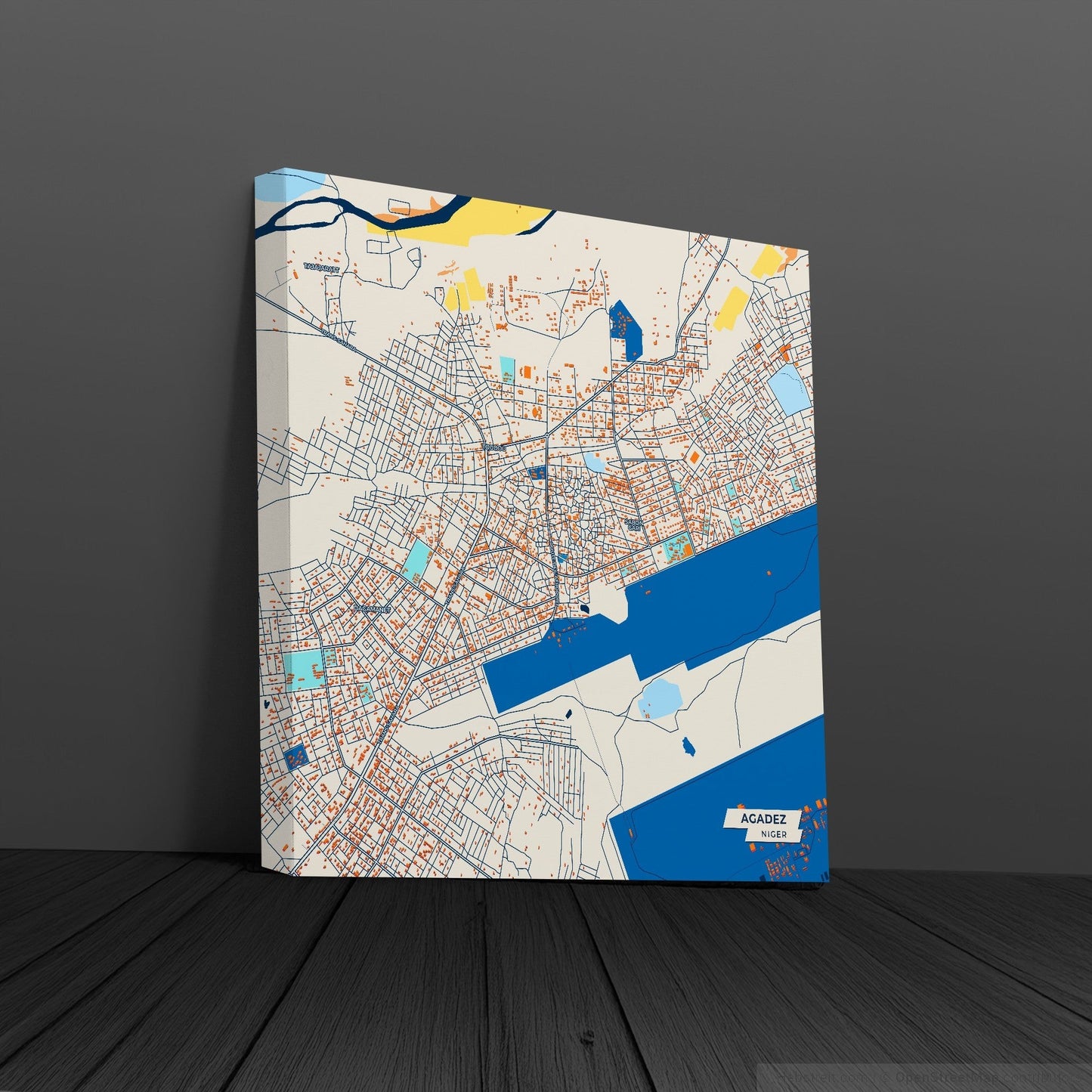 Agadez Niger Colorful City Map Canvas Print