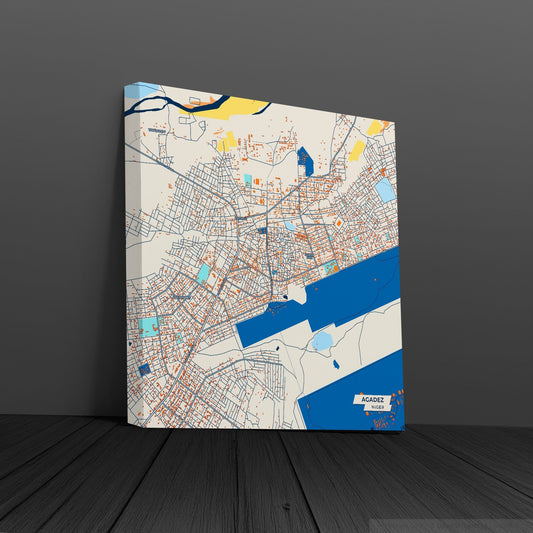 Agadez Niger Colorful City Map Canvas Print