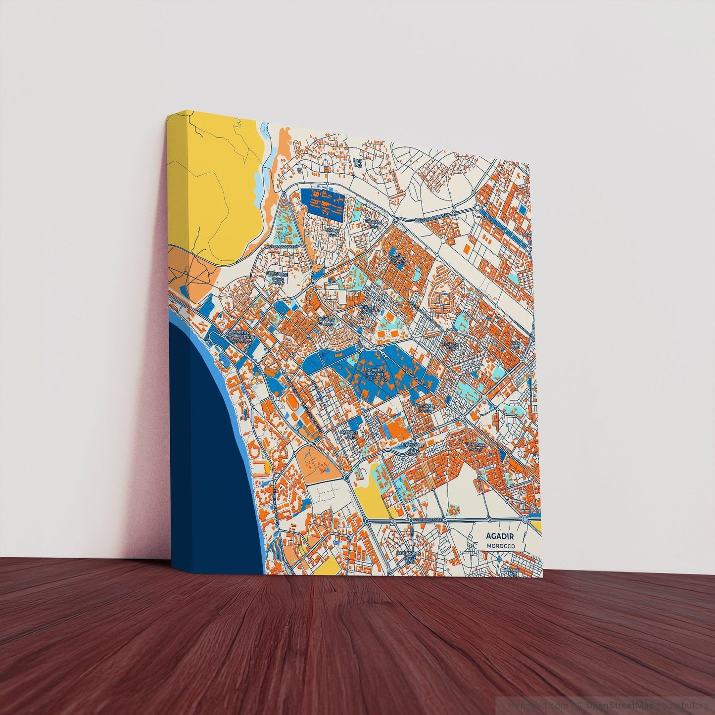 Agadir Morocco Colorful City Map Canvas Print