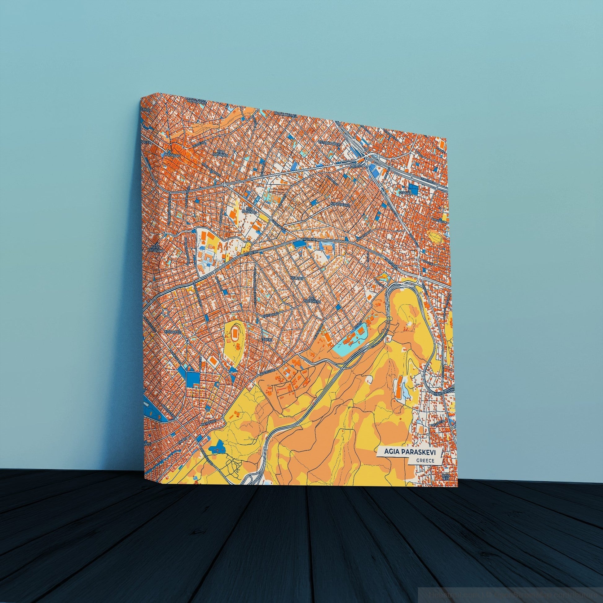 Αγια Παρασκευη Greece Colorful City Map Canvas Print