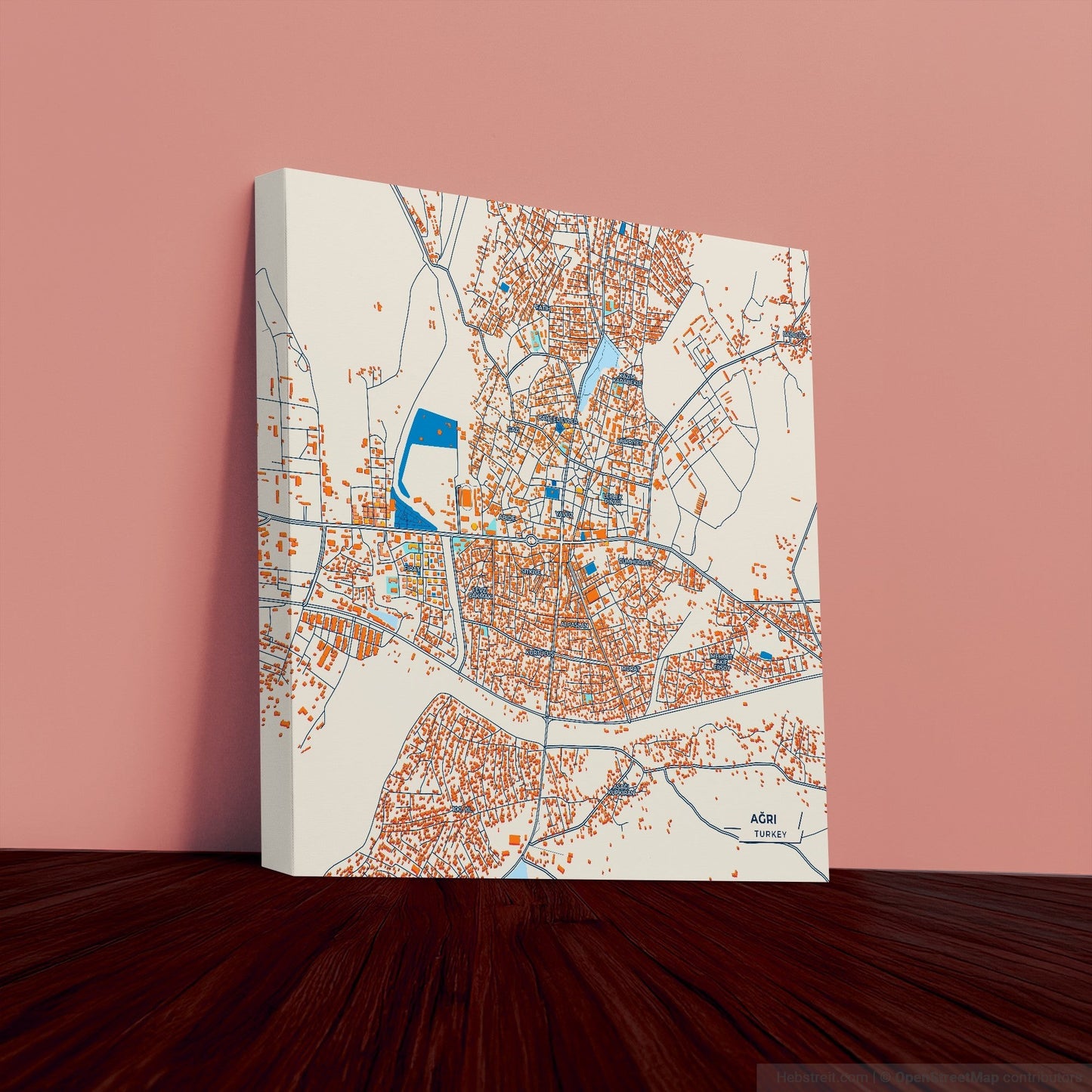 Ağri Turkey Colorful City Map Canvas Print