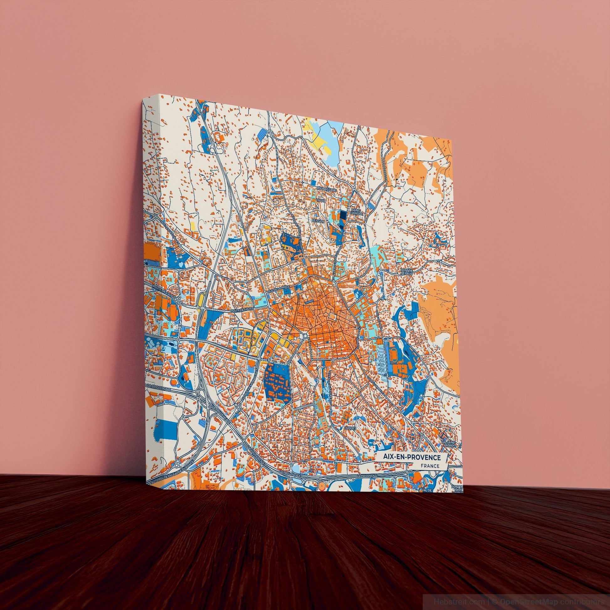 Aix-En-Provence France Colorful City Map Canvas Print