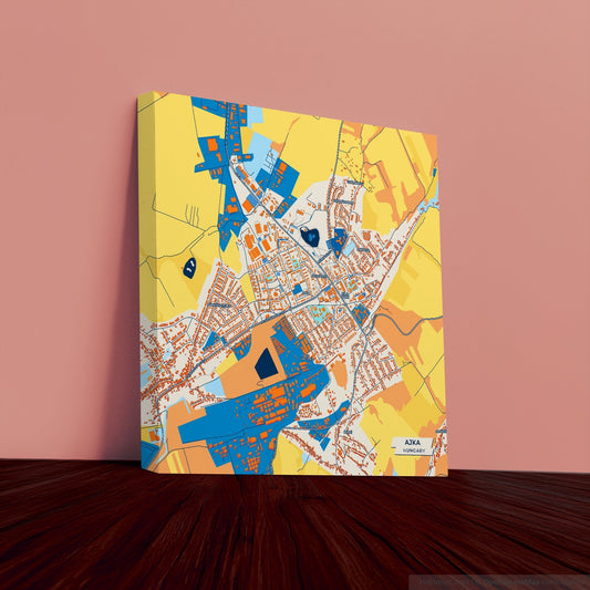Ajka Hungary Colorful City Map Canvas Print