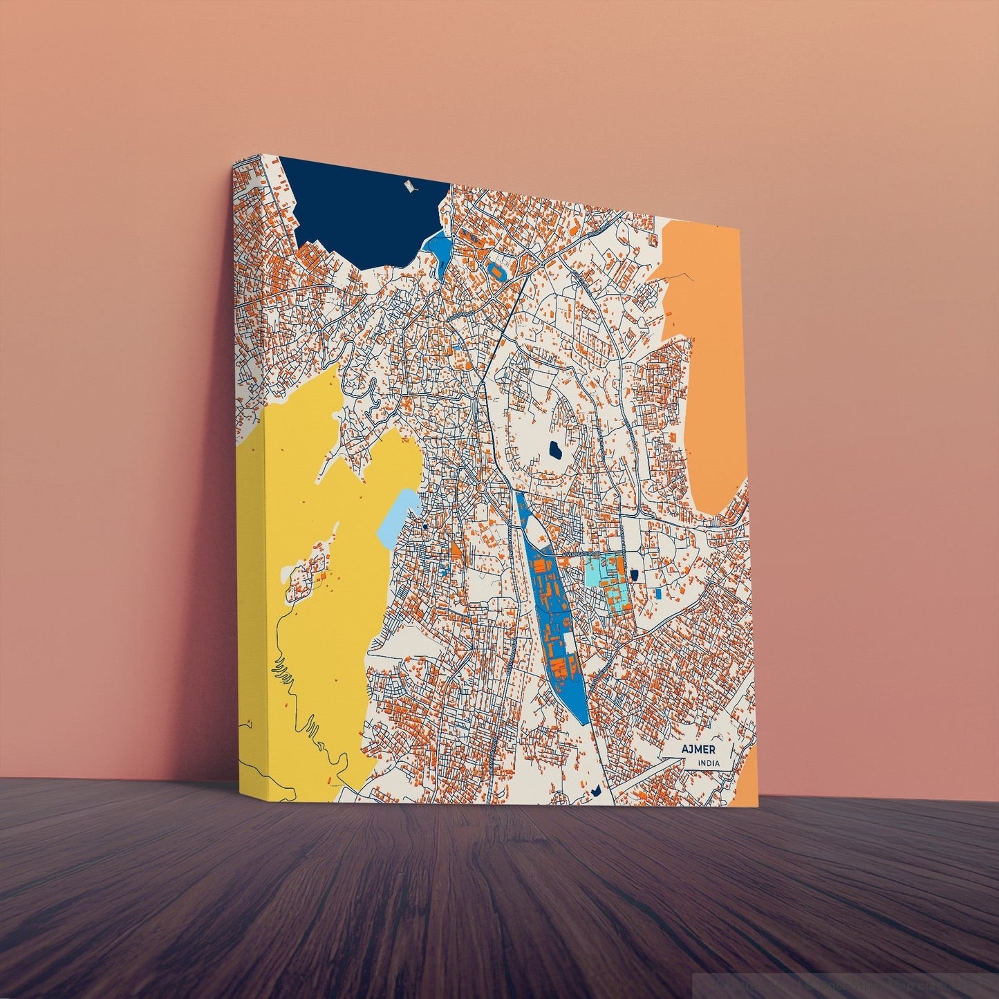 Ajmer India Colorful City Map Canvas Print
