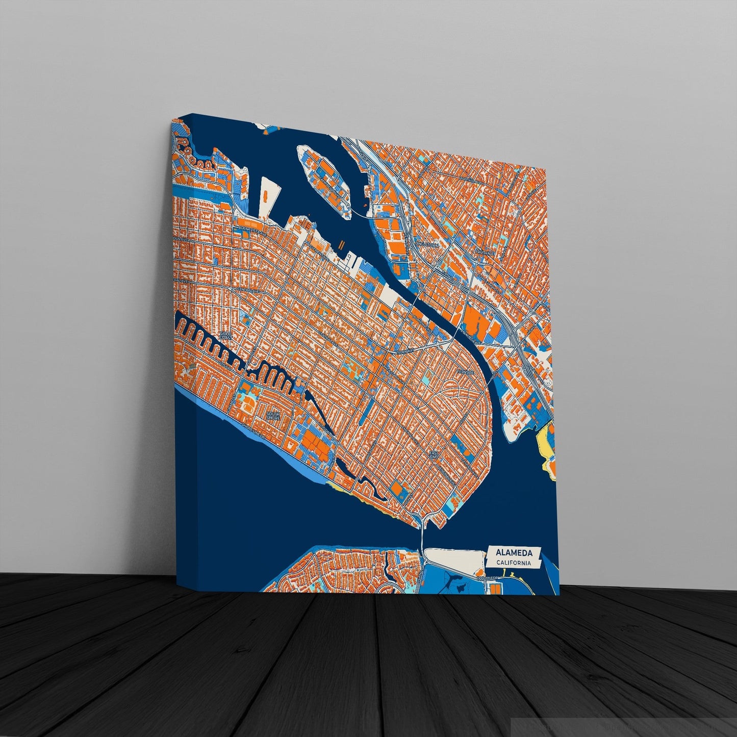 Alameda California Colorful City Map Canvas Print