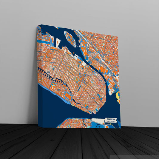Alameda California Colorful City Map Canvas Print