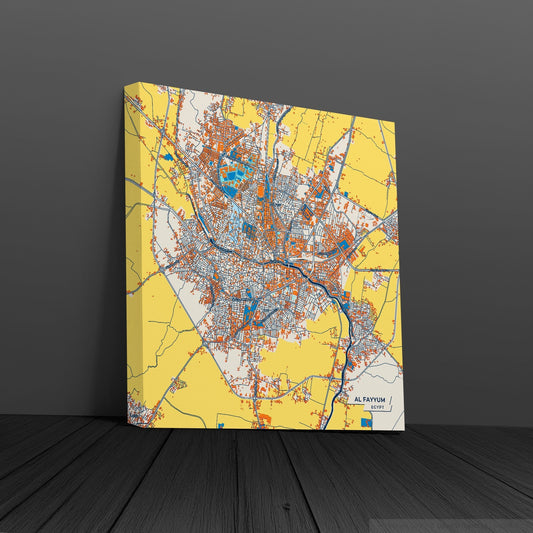 Al Fayyum Egypt Colorful City Map Canvas Print
