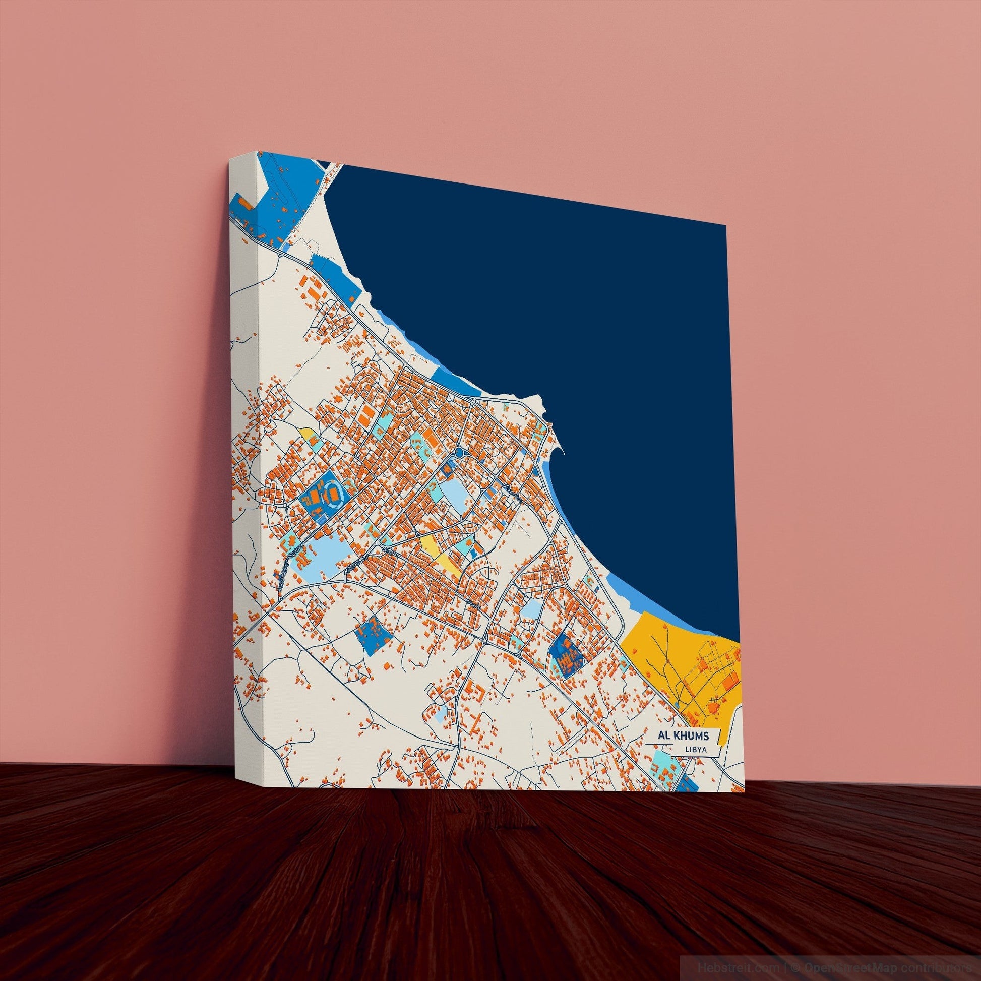 Al Khums Libya Colorful City Map Canvas Print