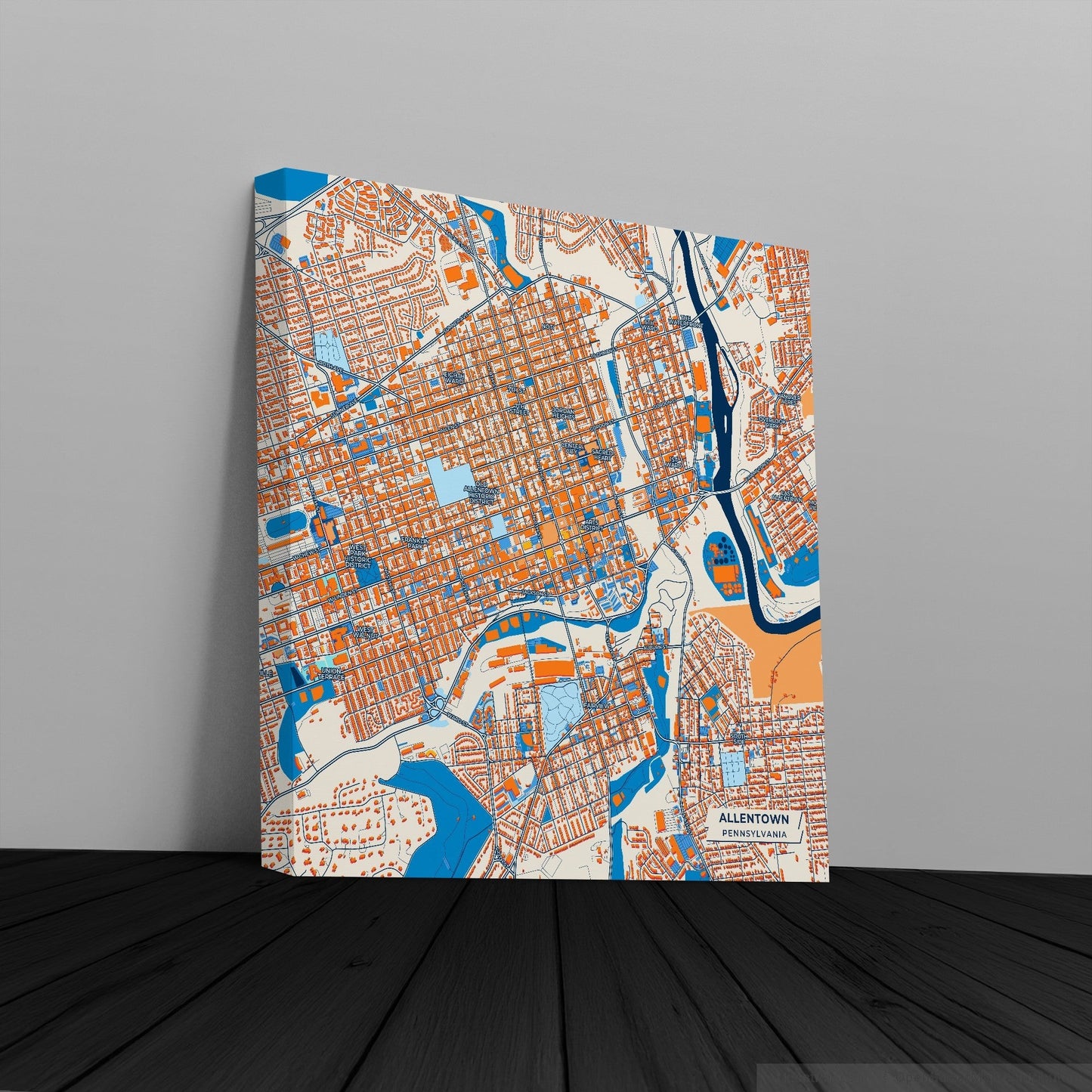 Allentown Pennsylvania Colorful City Map Canvas Print