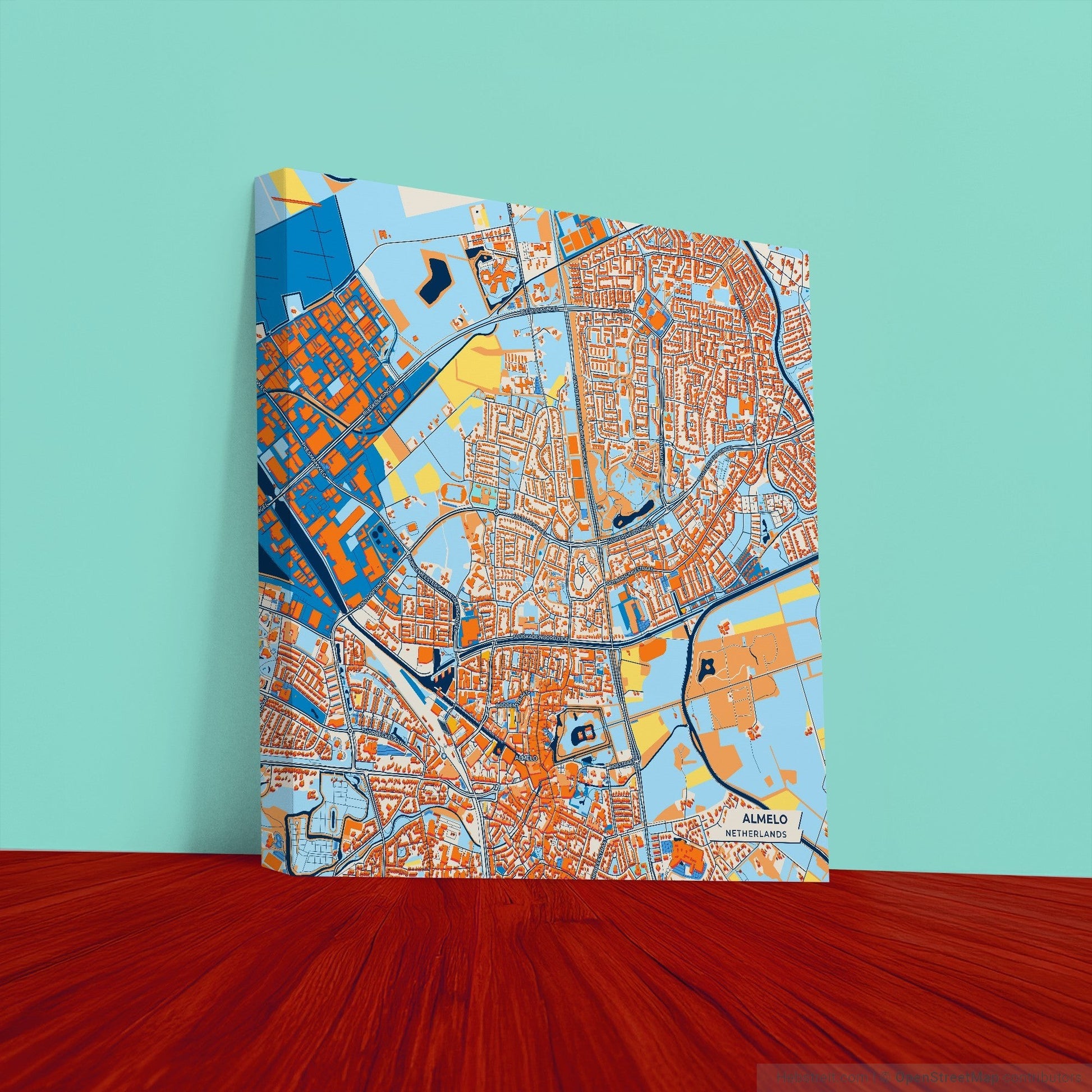 Almelo Netherlands Colorful City Map Canvas Print