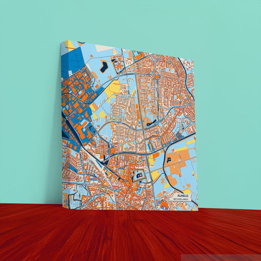 Almelo Netherlands Colorful City Map Canvas Print