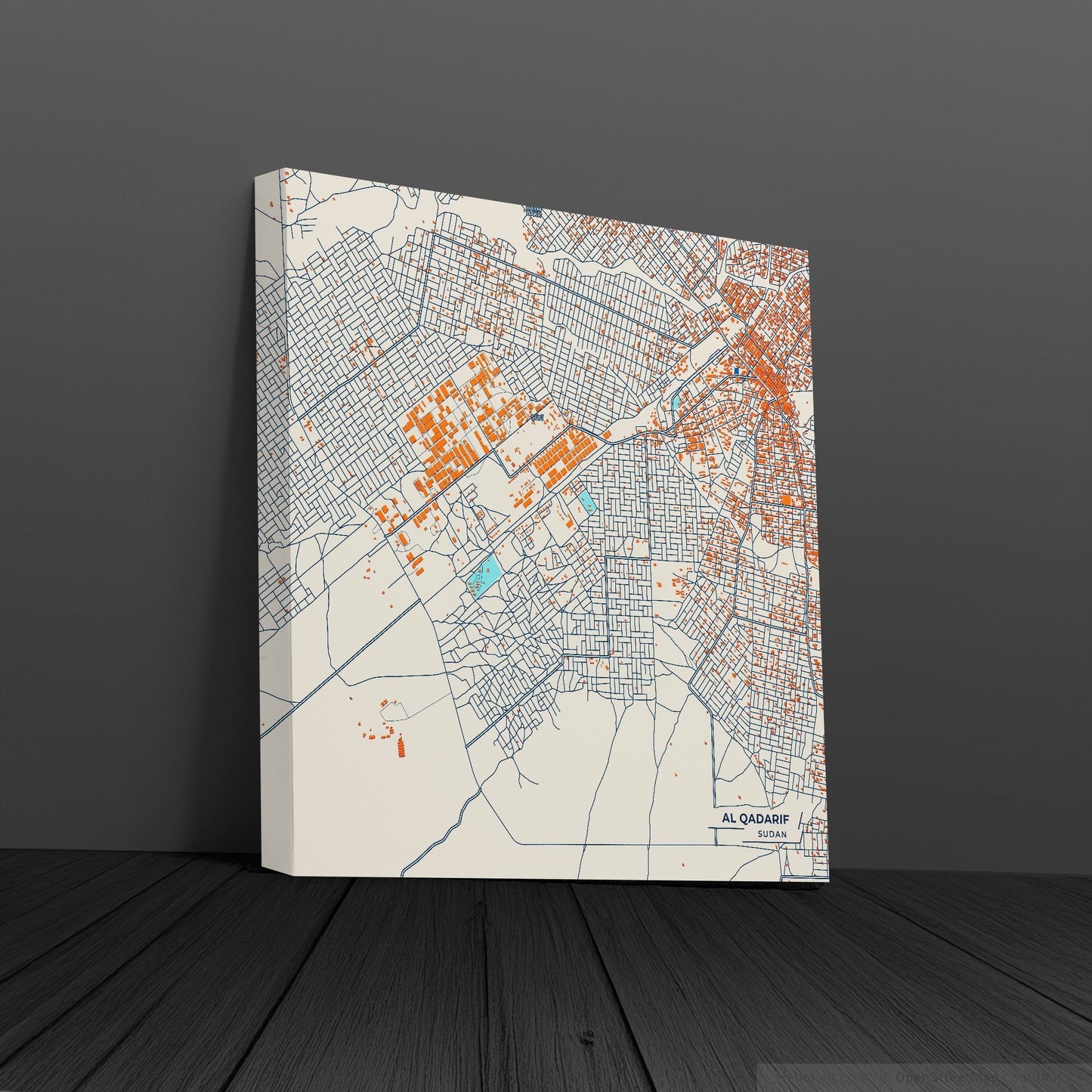 Al Qadarif Sudan Colorful City Map Canvas Print