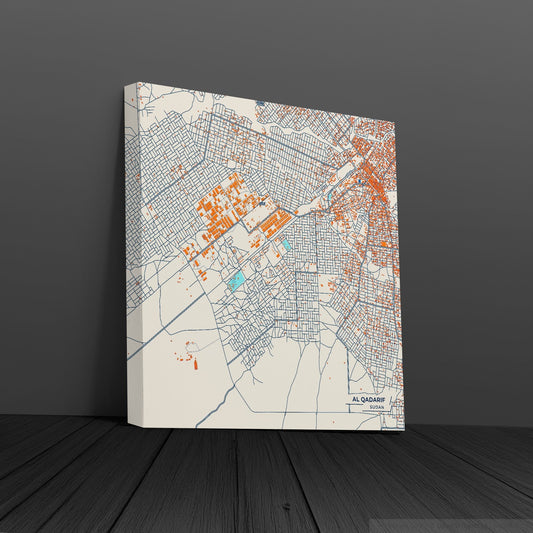 Al Qadarif Sudan Colorful City Map Canvas Print