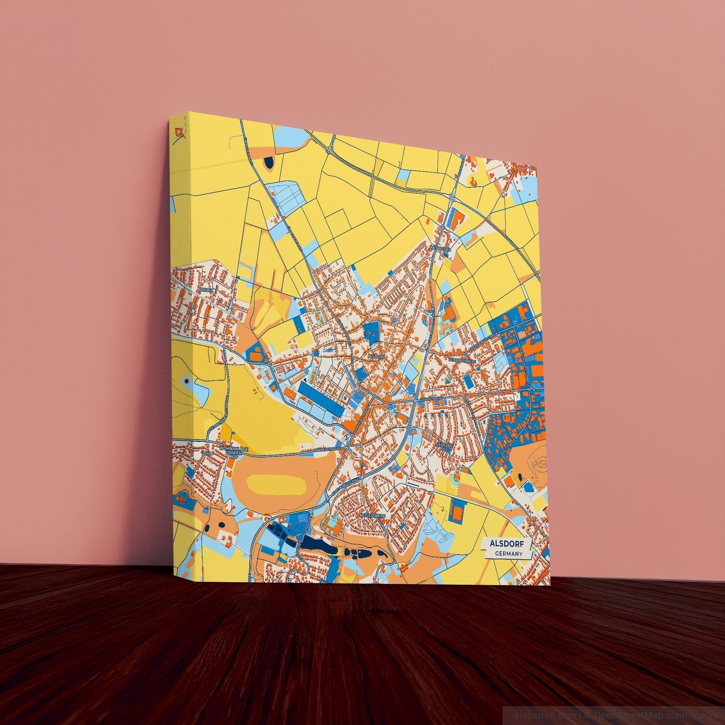 Alsdorf Germany Colorful City Map Canvas Print