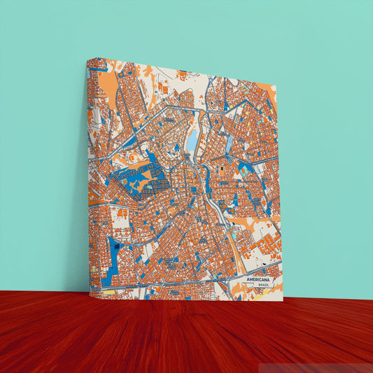 Americana Brazil Colorful City Map Canvas Print