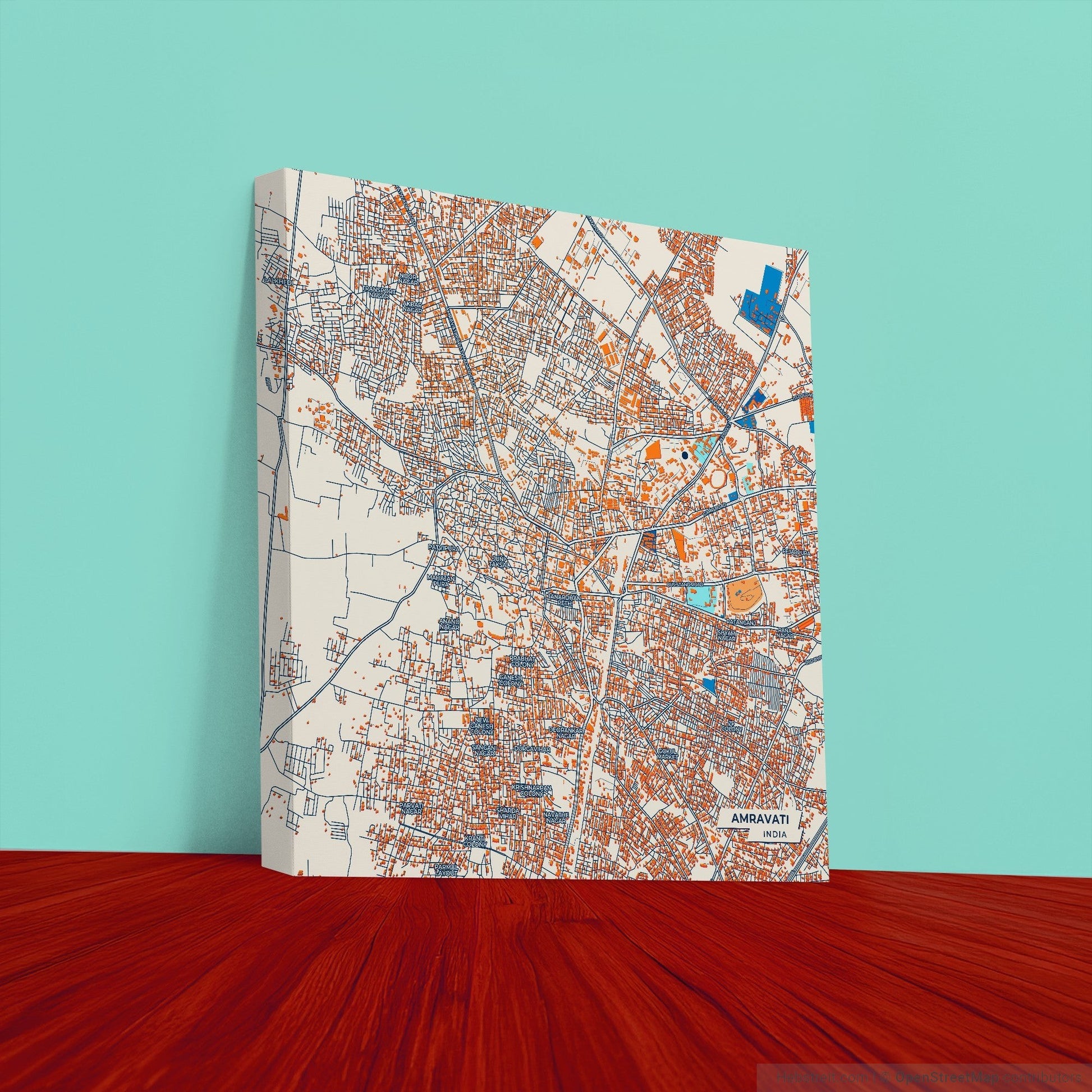 Amravati India Colorful City Map Canvas Print