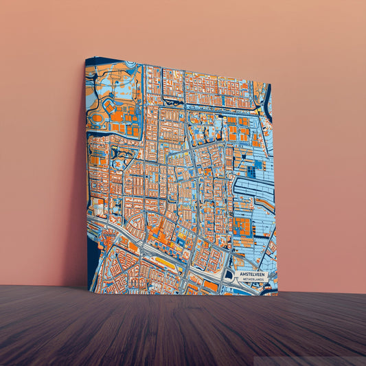 Amstelveen Netherlands Colorful City Map Canvas Print