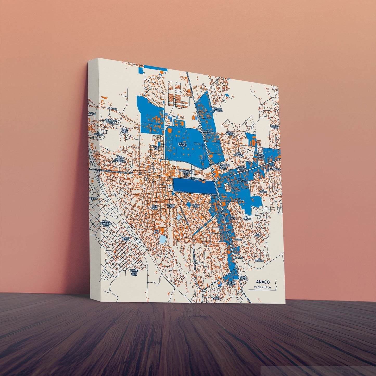 Anaco Venezuela Colorful City Map Canvas Print