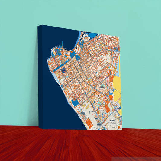Anapa Russia Colorful City Map Canvas Print