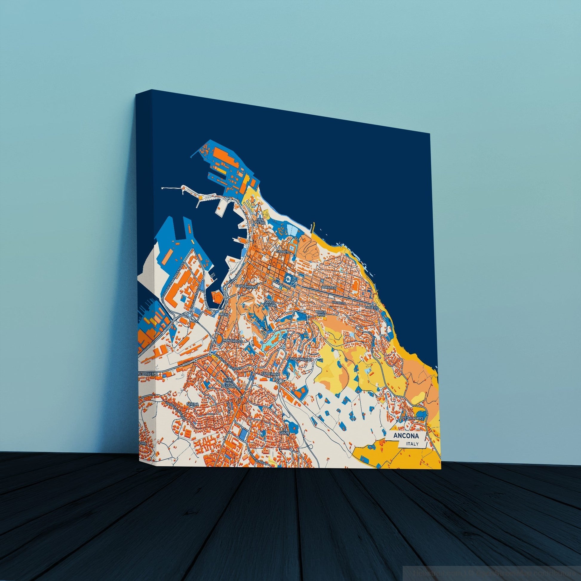 Ancona Italy Colorful City Map Canvas Print