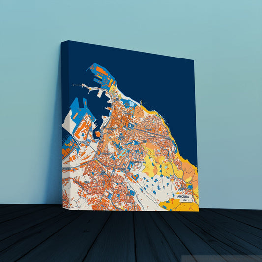 Ancona Italy Colorful City Map Canvas Print