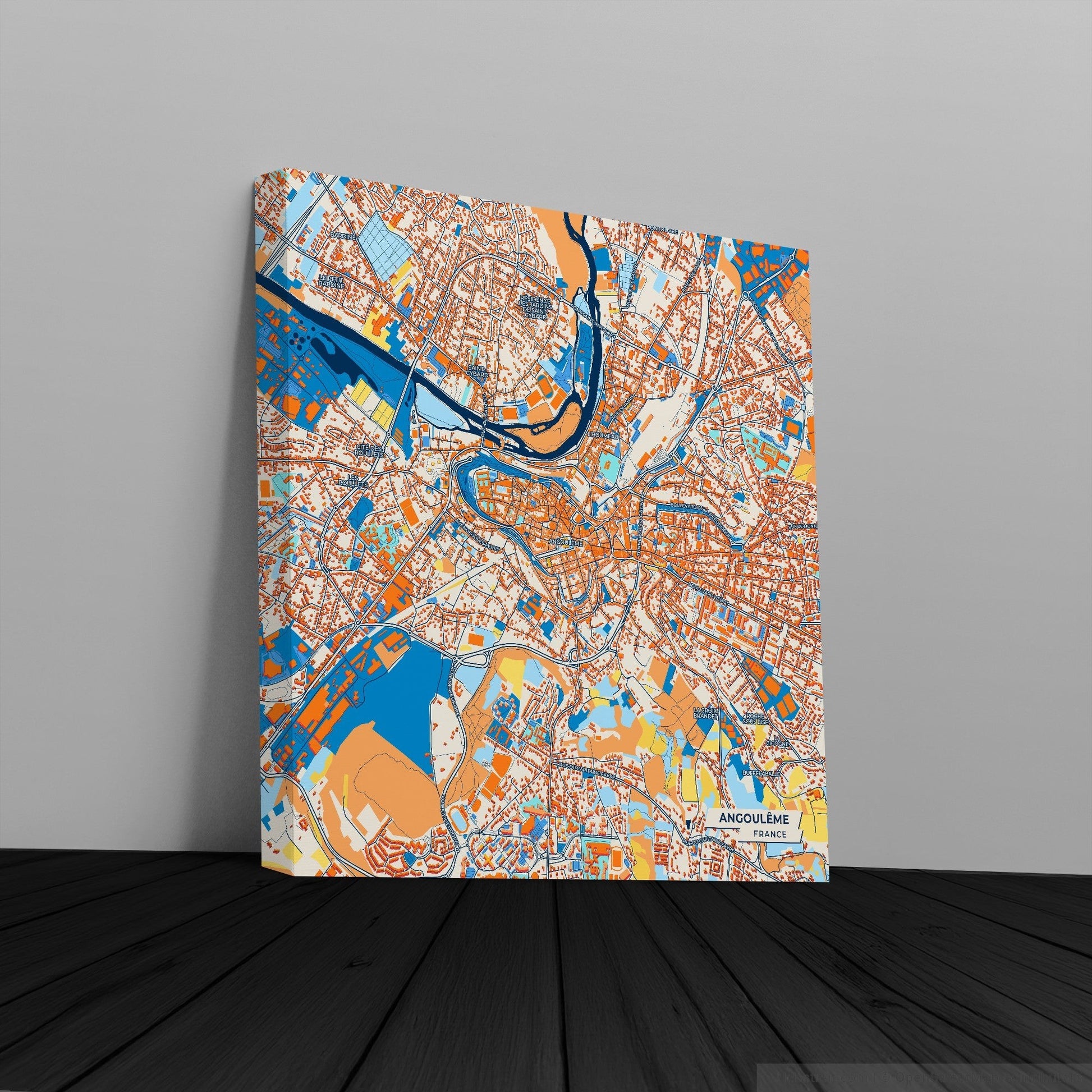 Angoulême France Colorful City Map Canvas Print