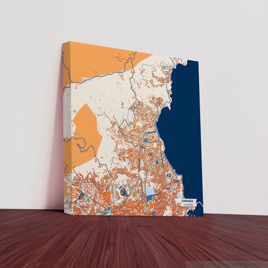 Annaba Algeria Colorful City Map Canvas Print