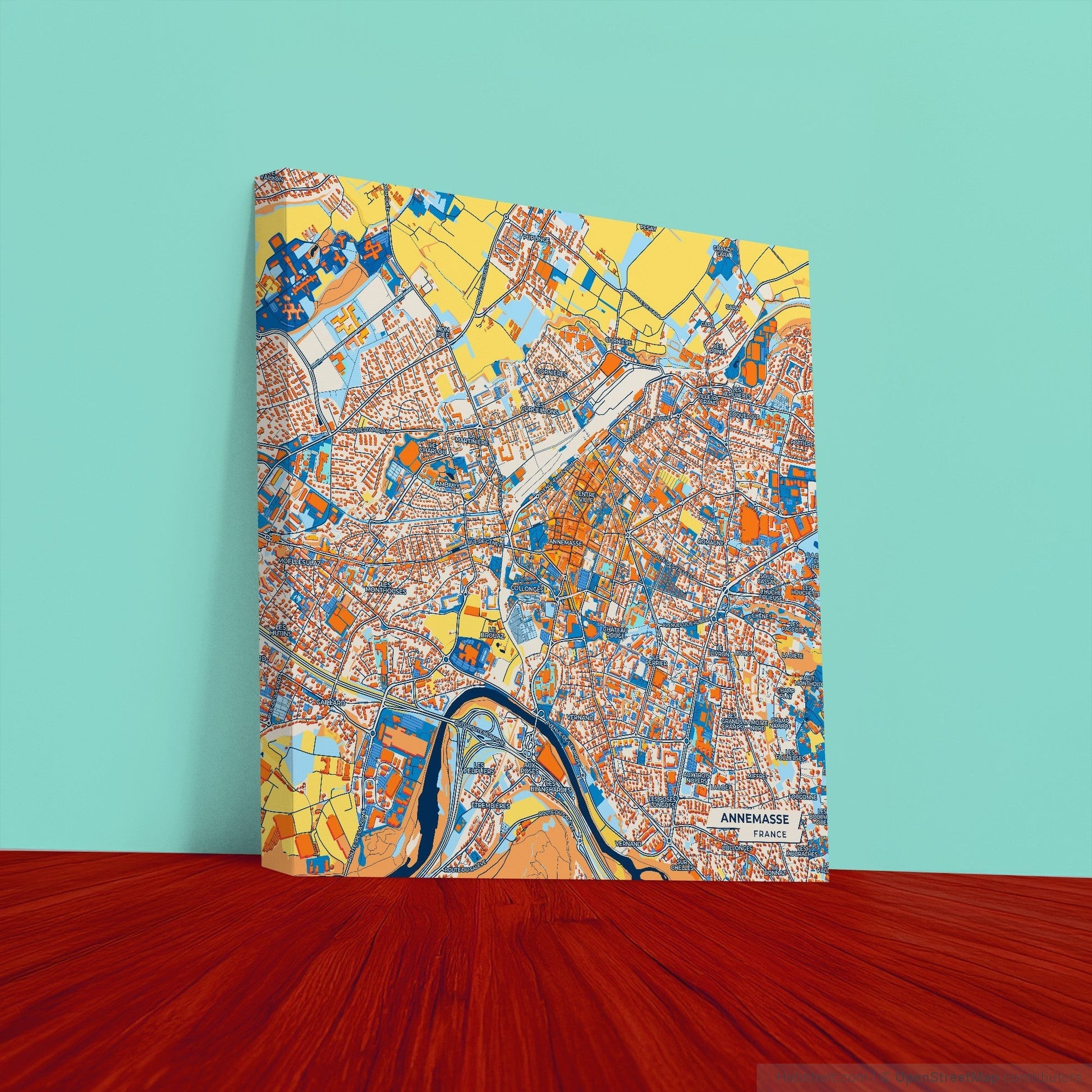 Annemasse France Colorful City Map Canvas Print