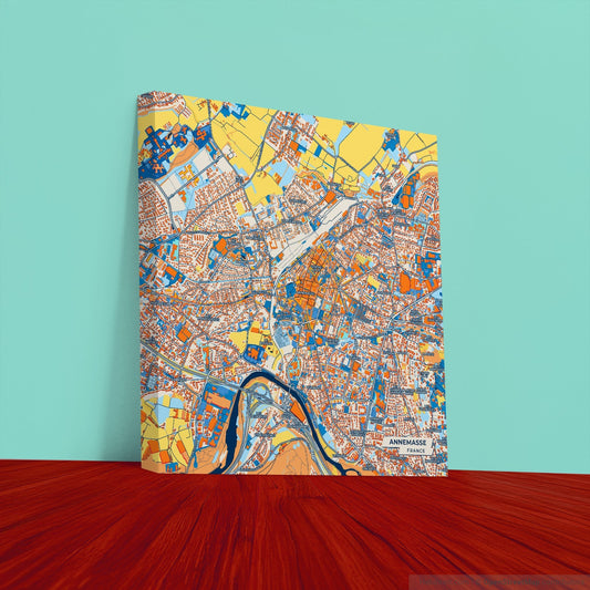 Annemasse France Colorful City Map Canvas Print