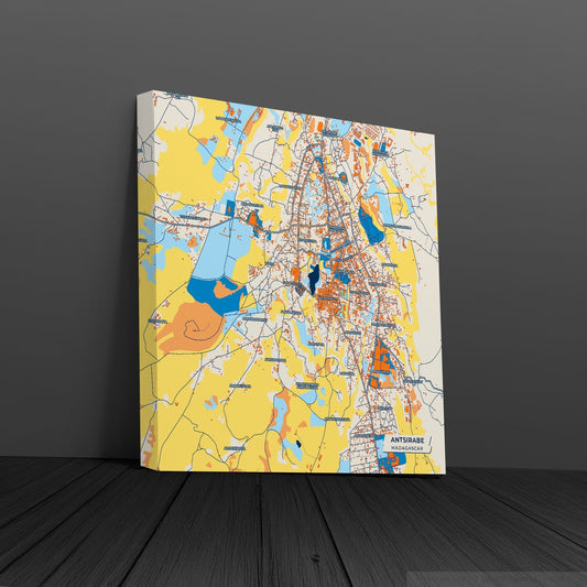 Antsirabe Madagascar Colorful City Map Canvas Print