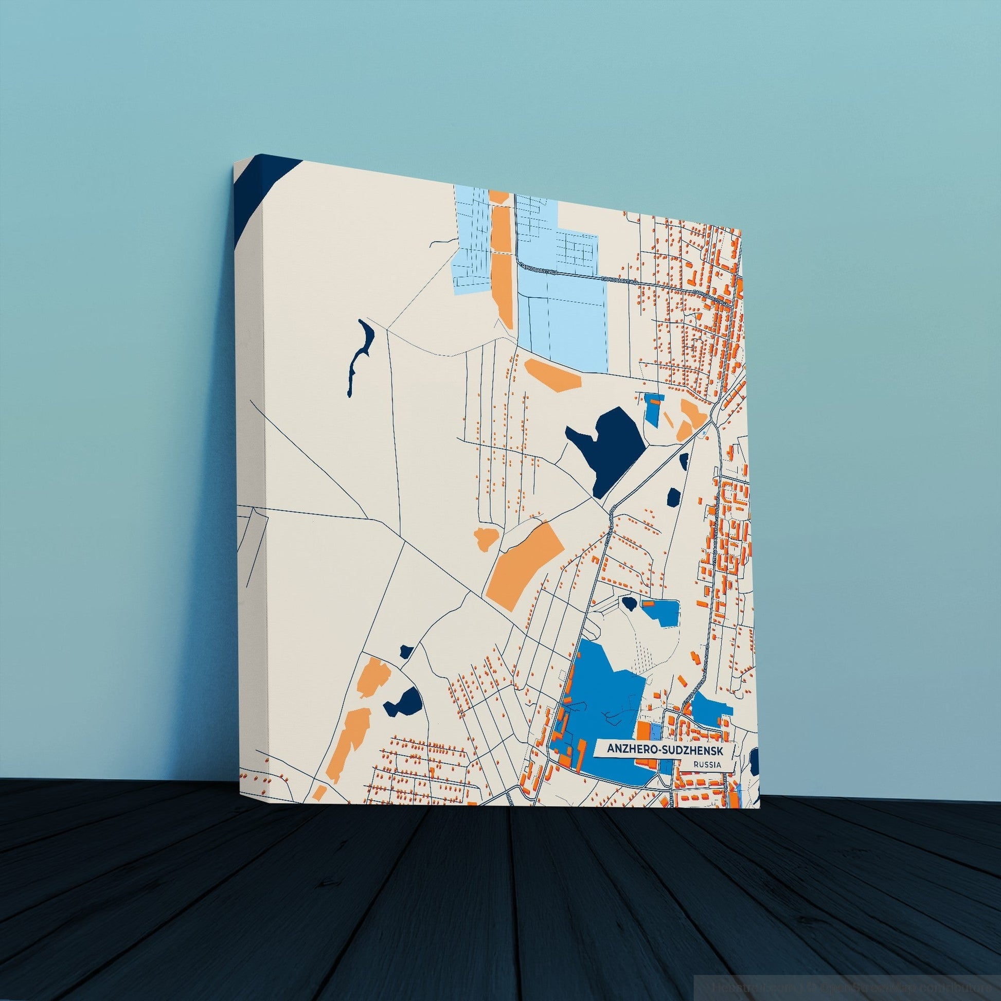Анжеро-Судженск Russia Colorful City Map Canvas Print