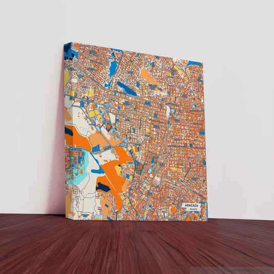 Aracaju Brazil Colorful City Map Canvas Print