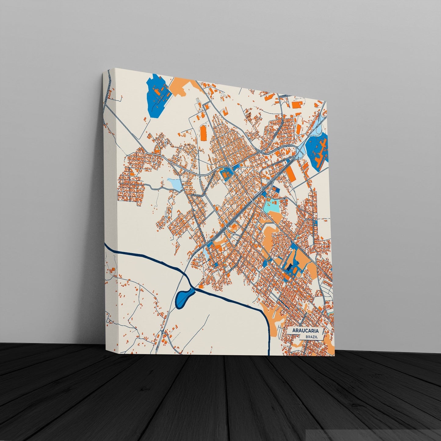 Araucaria Brazil Colorful City Map Canvas Print