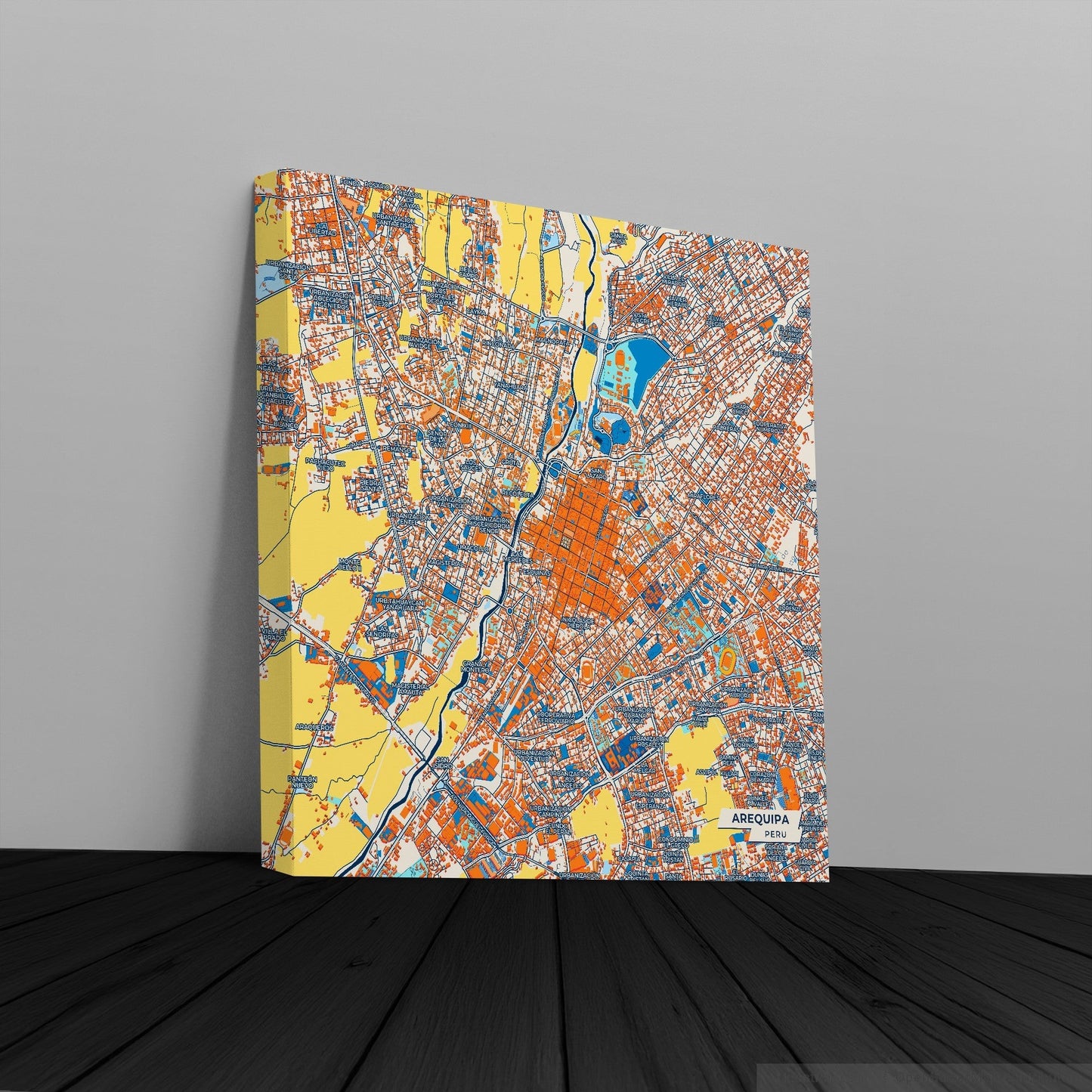Arequipa Peru Colorful City Map Canvas Print