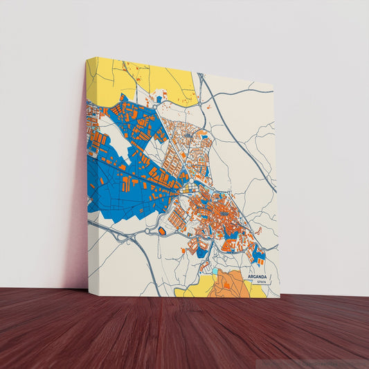 Arganda Spain Colorful City Map Canvas Print