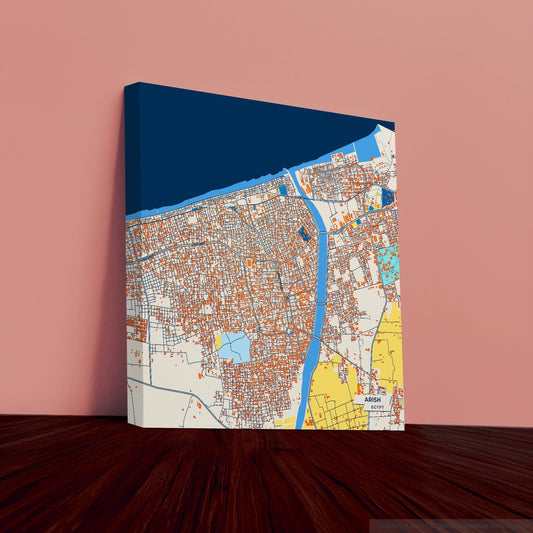 Arish Egypt Colorful City Map Canvas Print