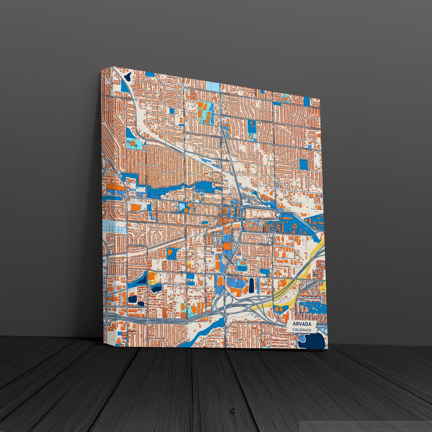 Arvada Colorado Colorful City Map Canvas Print