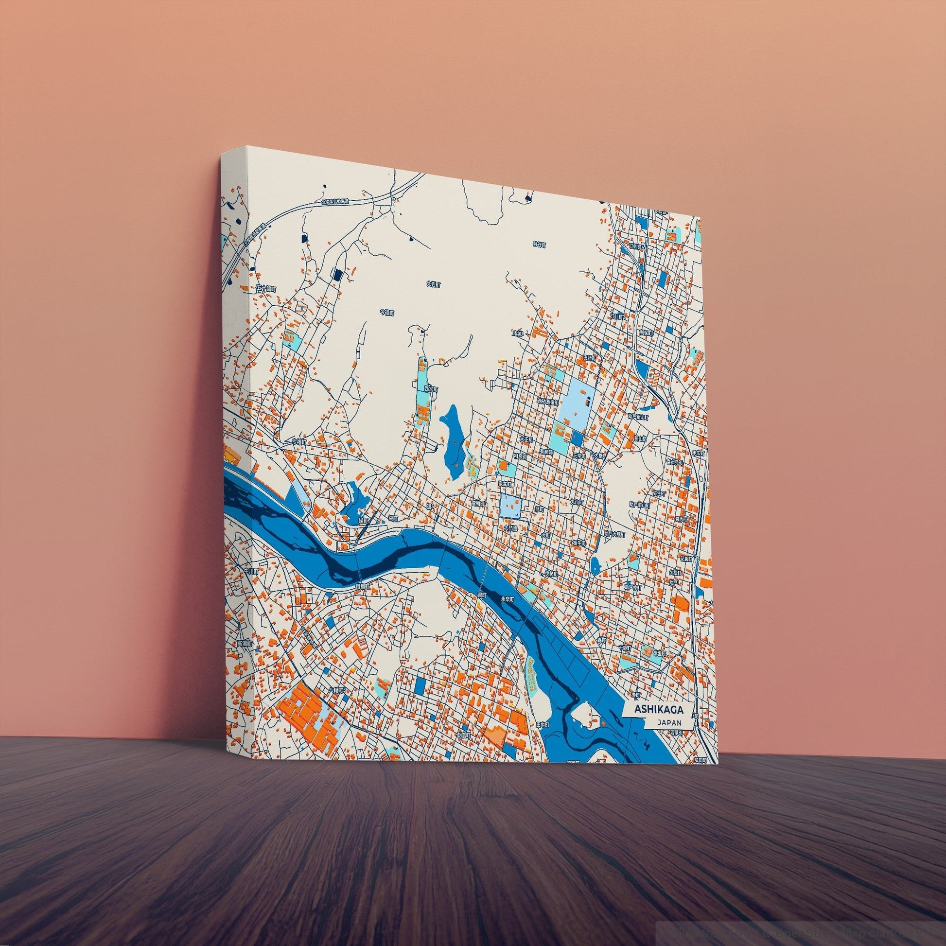Ashikaga Japan Colorful City Map Canvas Print